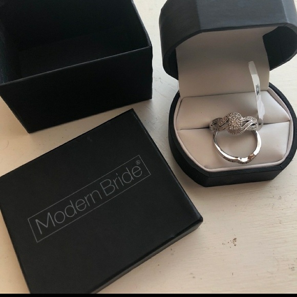 NIB Platinum Diamond Wedding Set Sapphire $2,137 - Picture 2 of 8